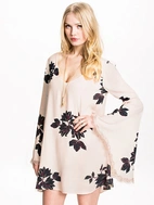 Printed Slubbed Out Rayon Wanderer Mini Dress